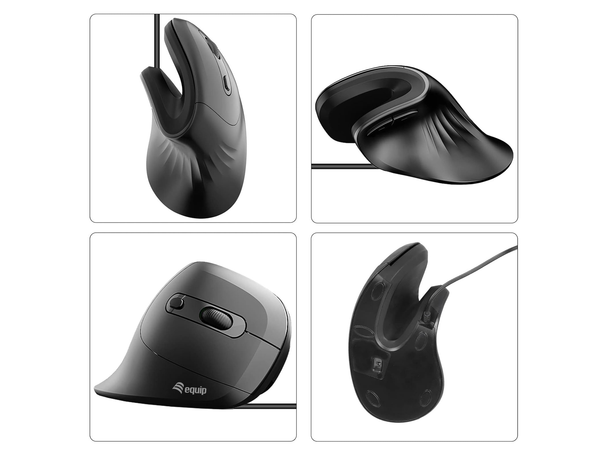 Equip Ergonomische Maus USB-A/-C Stker 1.80m Rechts schwarz