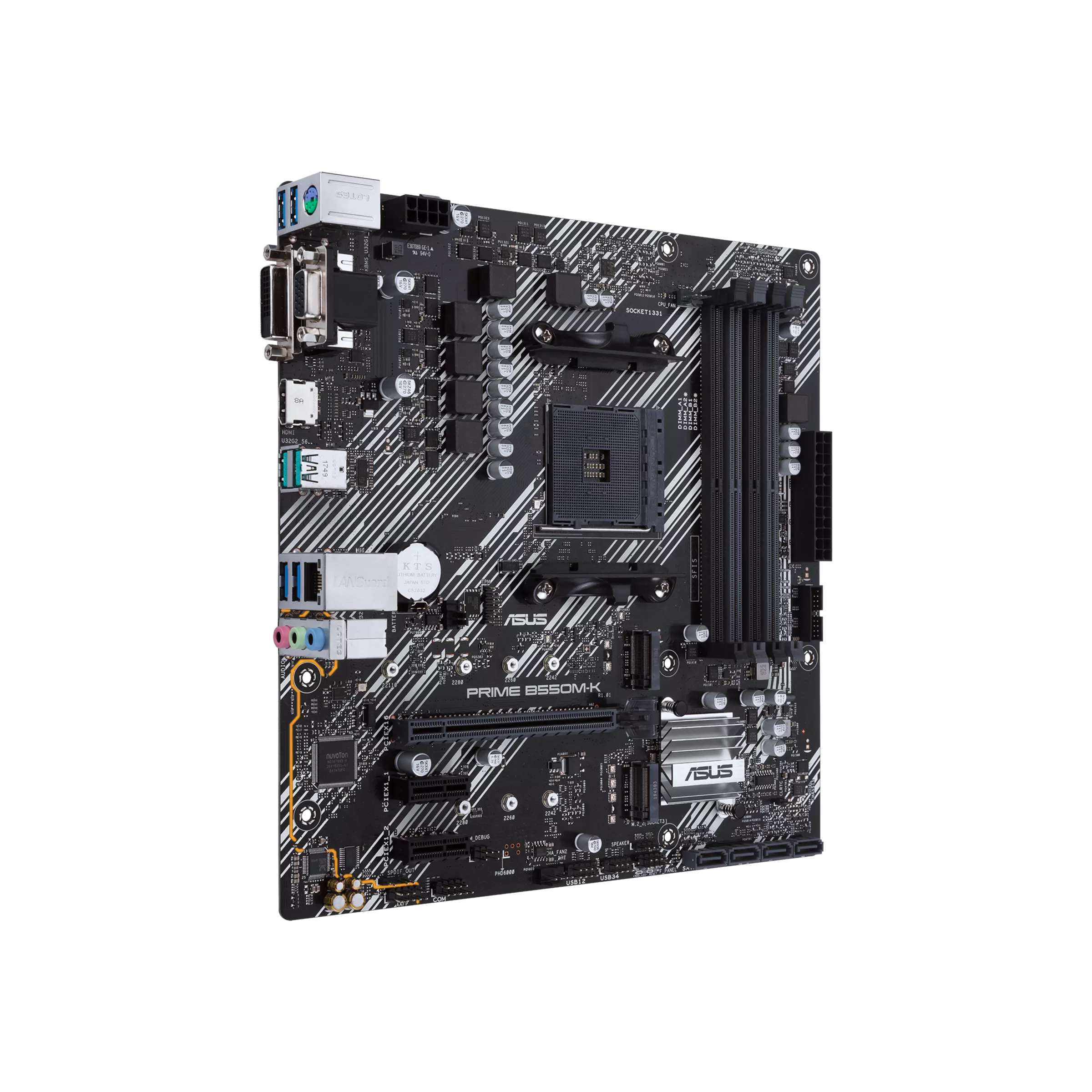 ASUS PRIME B550M-K mATX MB dual M.2 PCIe 4.0 1Gb Ethernet HDMI/D-Sub/DVI SATA 6Gbps USB3.2 Gen 2 Type-A