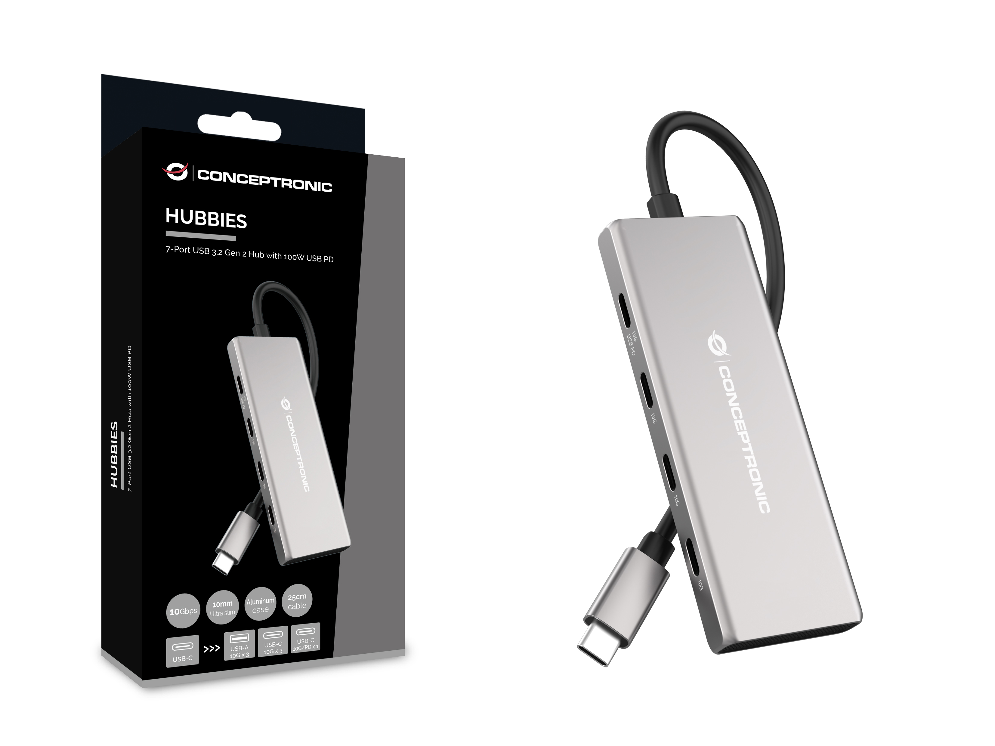 CONCEPTRONIC 7-1 Dock USB-C->3xUSB-C/3xUSB-A/+ 25cm gr