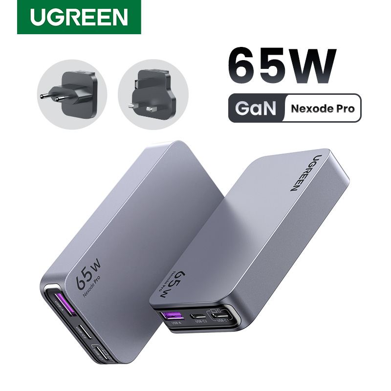 UGREEN Nexode Pro X753 Ultra-Slim GaN Fast Charger 65W Ladegerät 2x USB-C 1x USB-A inkl. EU-, UK- und US-Stecker