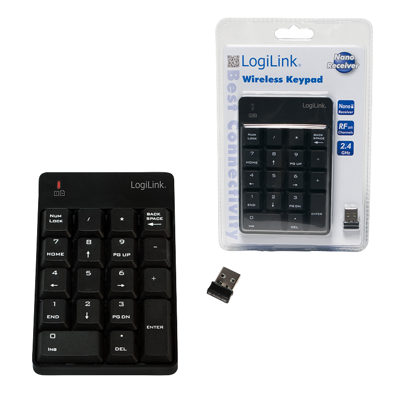 Logilink Keypad wireless, mit 18 Tasten, black