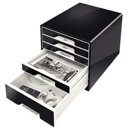 LEITZ Schubladenbox CUBE Duo Colour schwarz/grau 52531095, DIN A4 mit 5 Schubladen, 1 St.