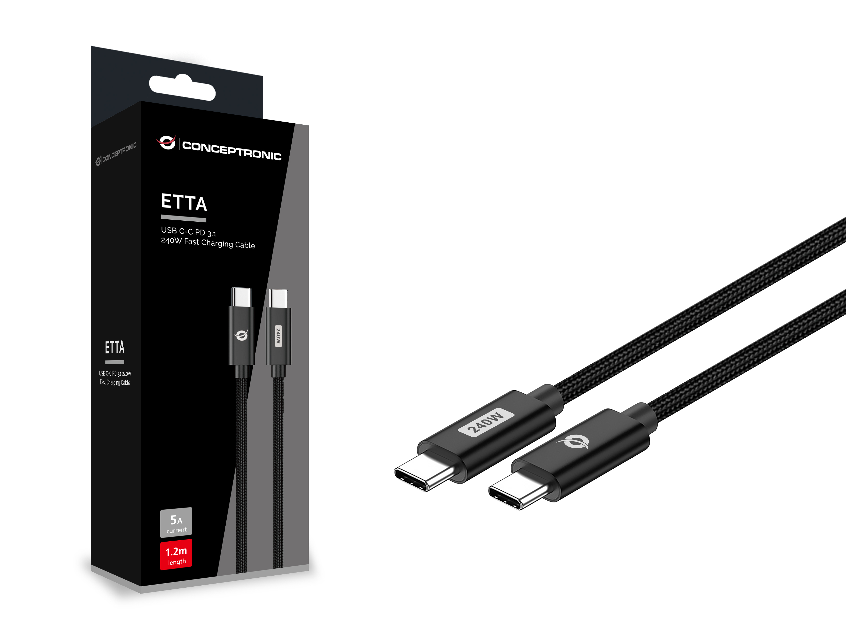 CONCEPTRONIC Kabel USB-C3.1->C 240W/QC 480Mbs 2.00m sw