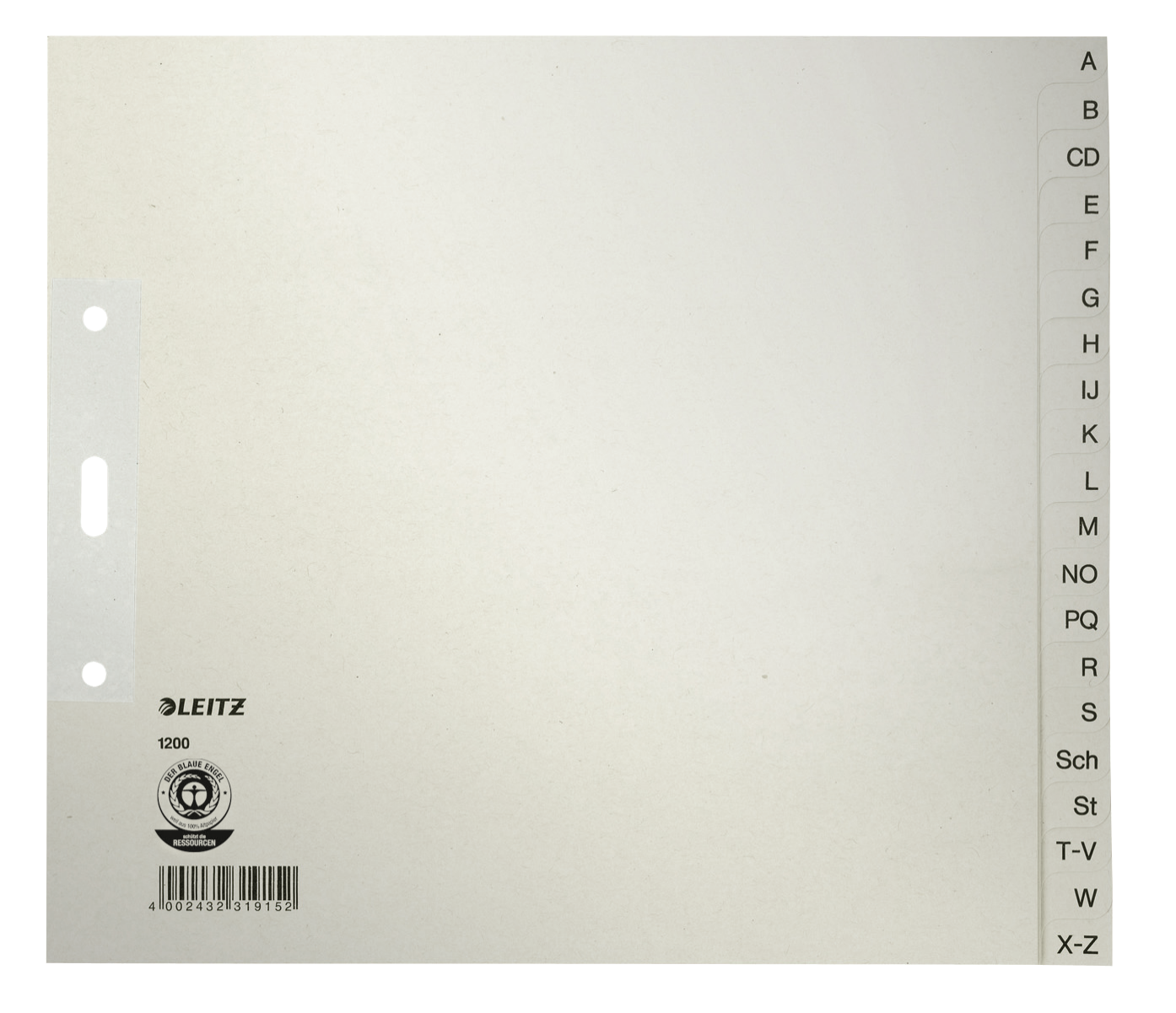 LEITZ Ordnerregister 1210 DIN A4 Halbformat, Überbreite A-Z grau 20-teilig, 5 Satz