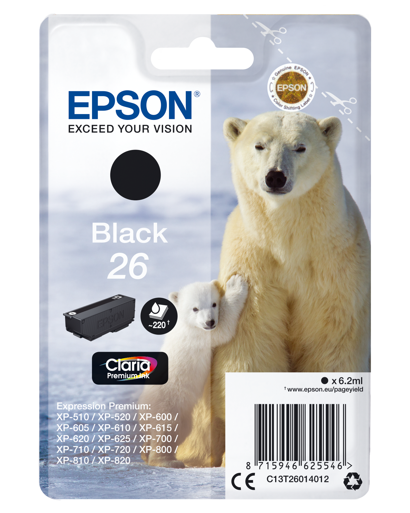 EPSON 26 / T2601 (Eisbär) schwarz Druckerpatrone