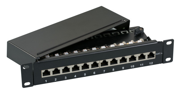 EFB Mini Patchpanel STP 12xRJ45 Cat6 25,4cm 10Zoll 1HE RAL7035 GRAU 5Gbit