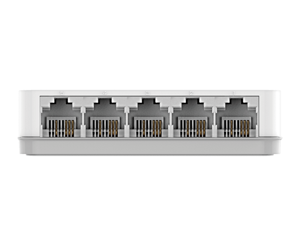 D-LINK DES-1005C 5-Port Fast Ethernet unmanaged Switch 5x 100Base-TX lüfterlos weiss