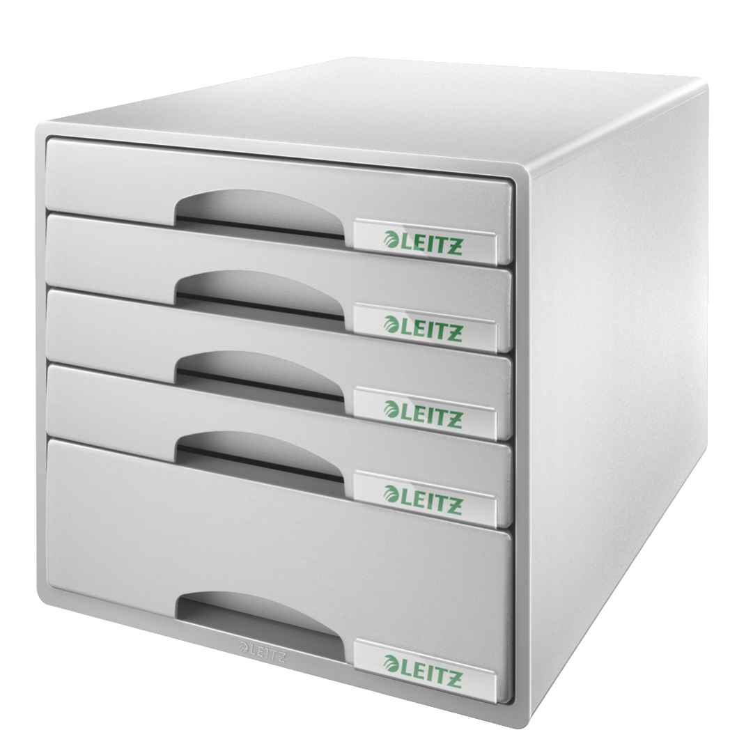 LEITZ Schubladenbox Plus grau 52110085, DIN A4 mit 5 Schubladen, 1 St.