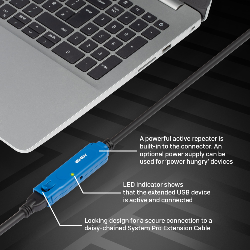 USB 3.2 Gen 1 Aktivverlängerungskabel Pro, USB-A Stecker > USB-A Buchse