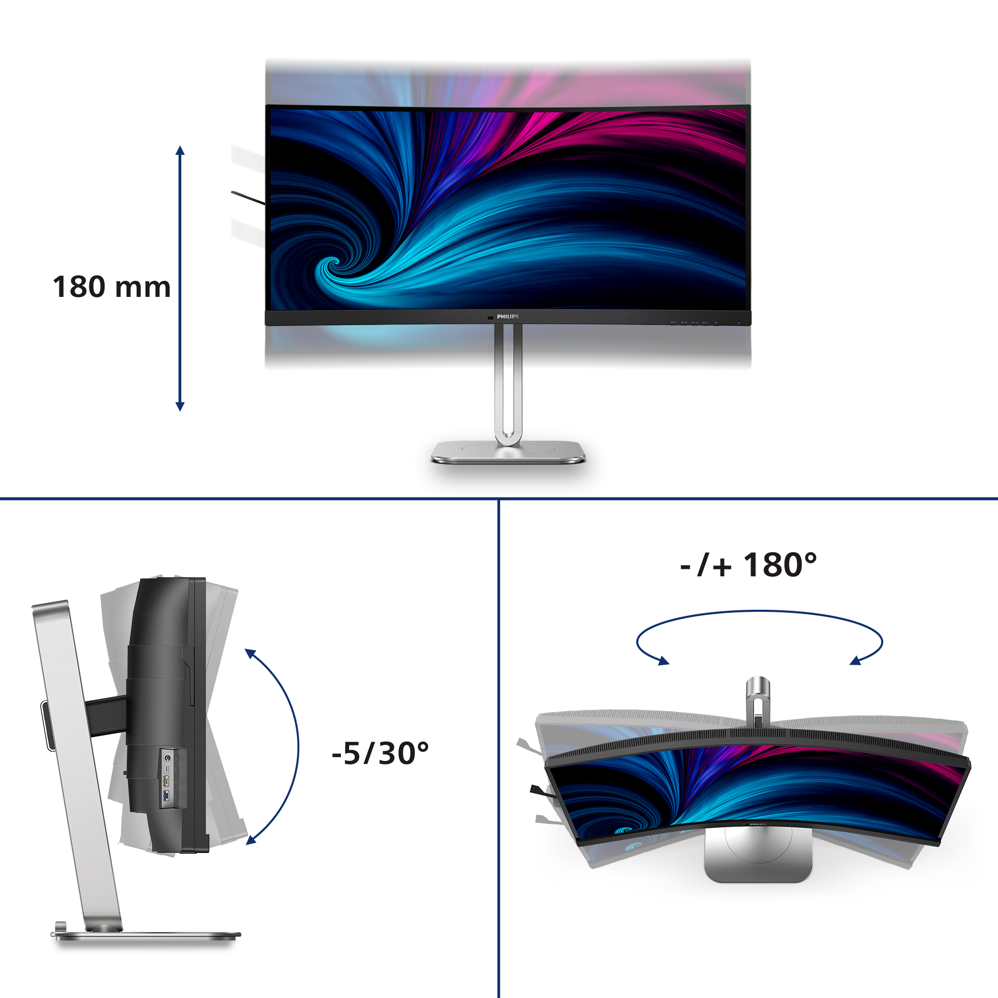 Philips 86,4cm (34,0) 34B2U5600C 21:09 HDMI+DP+USB-C grey