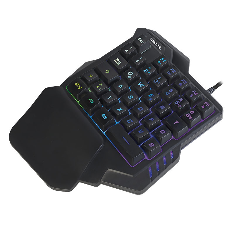 Logilink Einhand-Gaming Tastatur, beleuchtet, schwarz