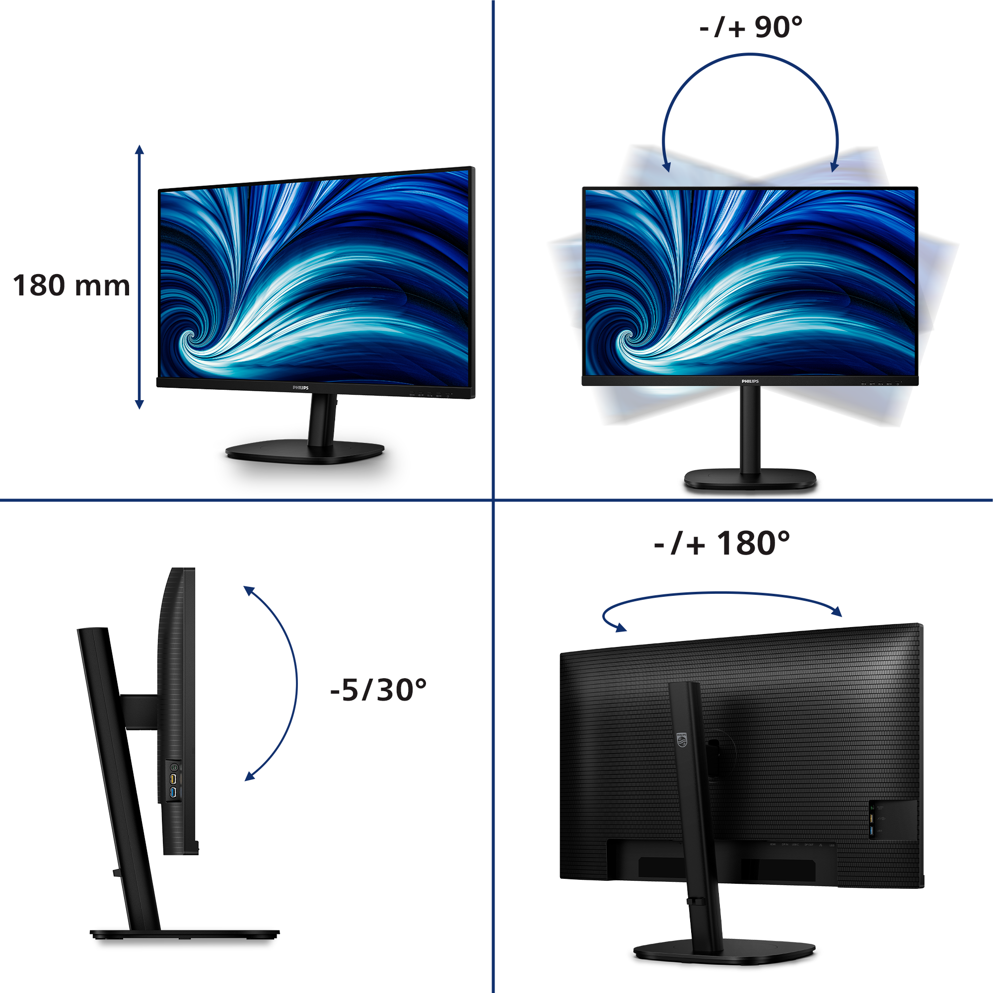 Philips 80,0cm (31,5) 32B2U3601 16:09 HDMI+DP+USB-C black