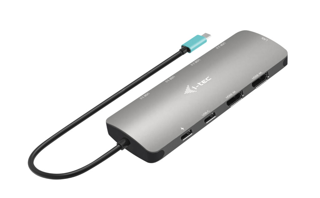 I-TEC USB-C Metal Nano Dock 2x HDMI 1x GLAN 2x USB 3.2 2x USB 2.0 1x USB-C 3.2 Gen.1 Data 1x USB-C 100W PD + Netzteil 100W