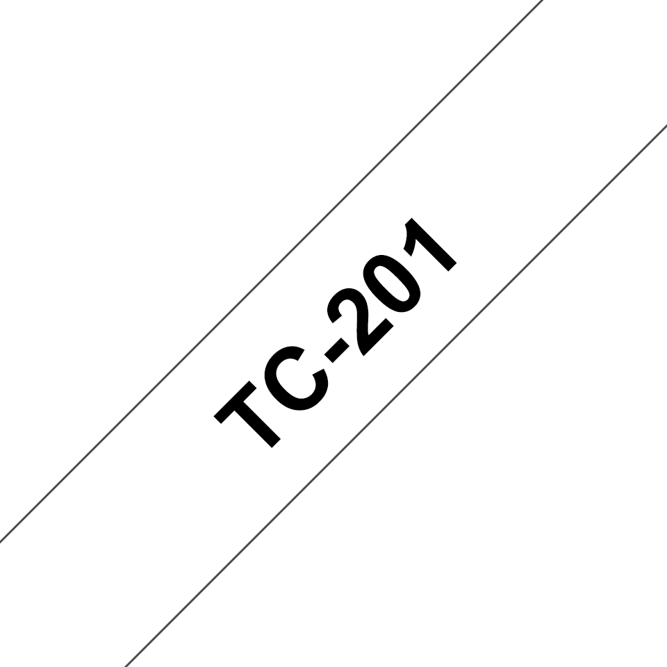 TC-201 LAMINATED TAPE 12MM F/ PT BLACK ON WHITE
