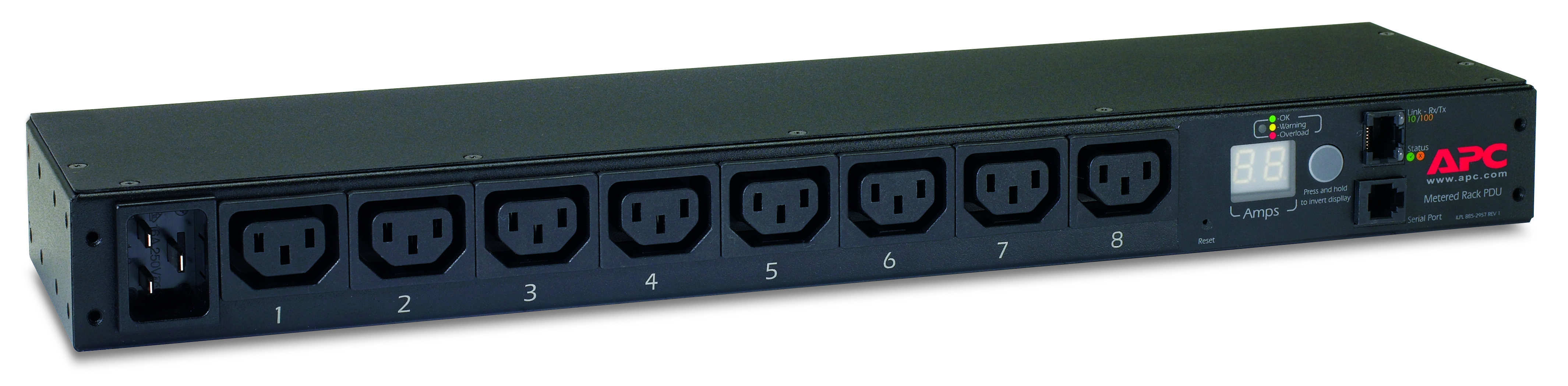 APC Metered Rack PDU AP7821B Rack AC 100-240V Ethernet 10/100 input IEC 60320 C20 oc 8 power IEC 60320 C13 1U 2,4m cord