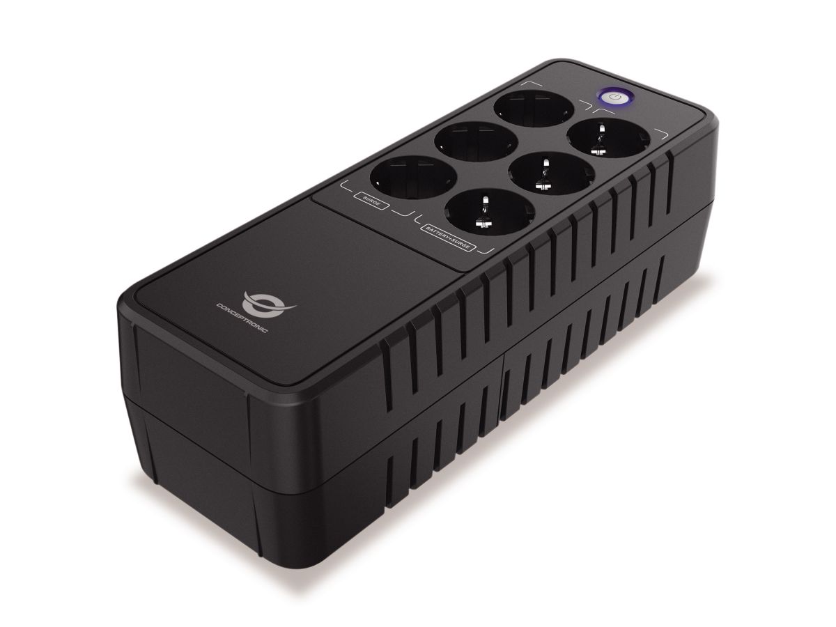 CONCEPTRONIC USV 850VA/490W/6xSchuko/RJ45in/Out Office sw