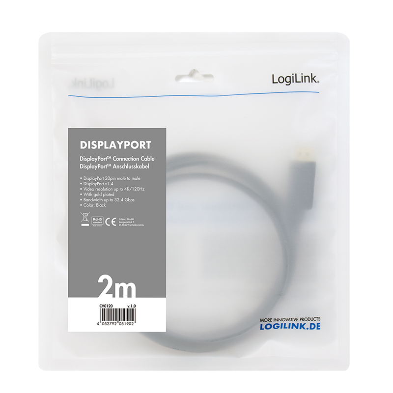 Kabel LogiLink DisplayPort - 2m