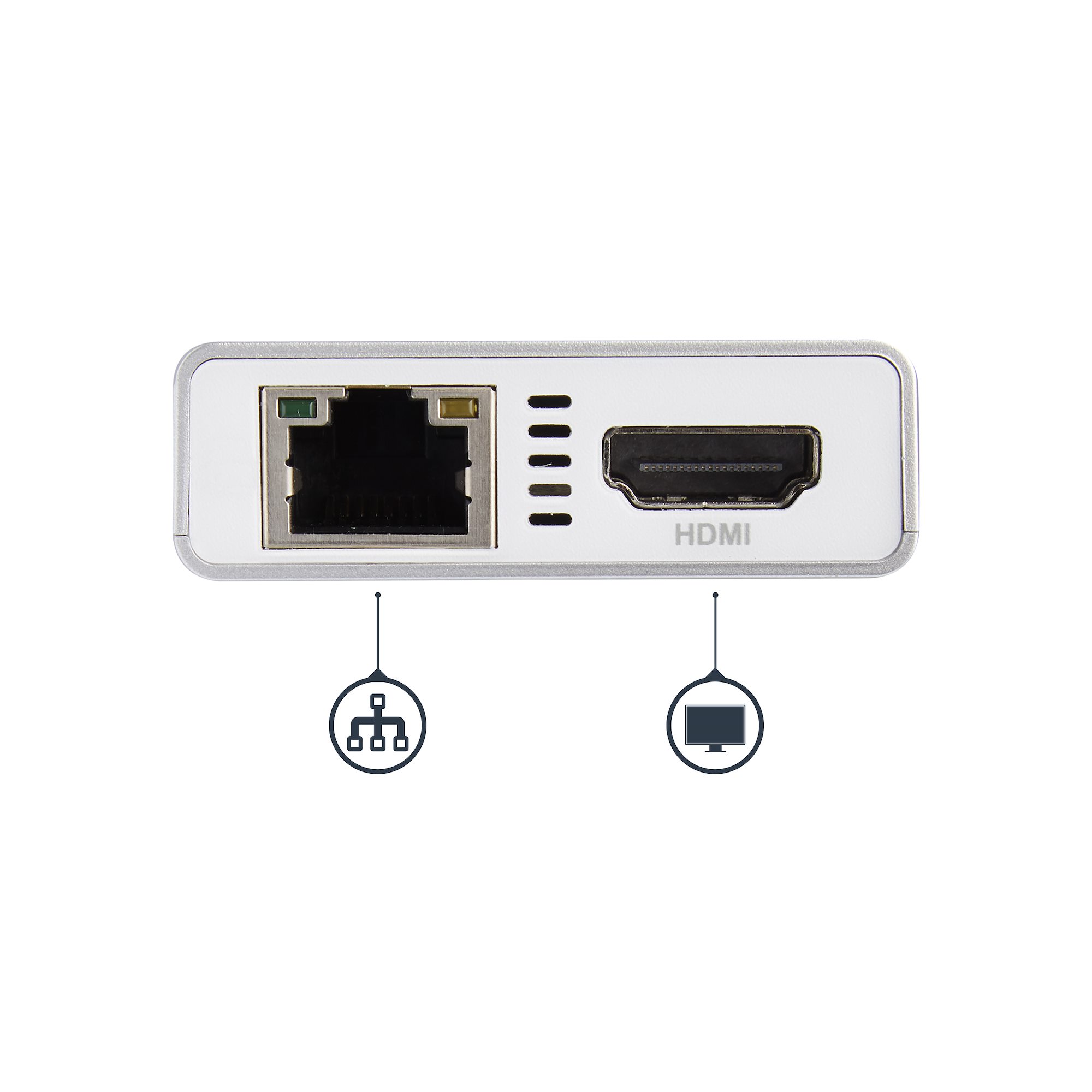 STARTECH.COM USB-C Multiport Adapter for Laptops - Power Delivery - 4K HDMI - GbE - USB 3.0 - Silver and White