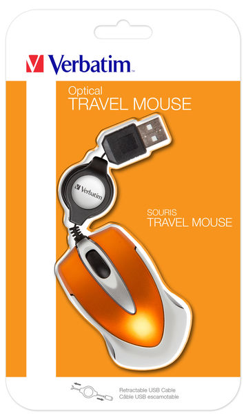 Verbatim Go Mini Maus Orange USB Typ-A 1000 DPI