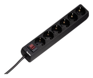 hama 6-fach Steckdosenleiste mit Schalter 1,4 m schwarz