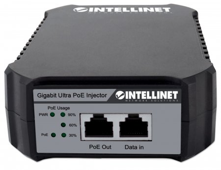 INTELLINET Gigabit Ultra PoE-Injektor 1 x 95 Watt-Port IEEE 802.3bt und IEEE 802.3at/af-konform Kunststoffgehaeuse