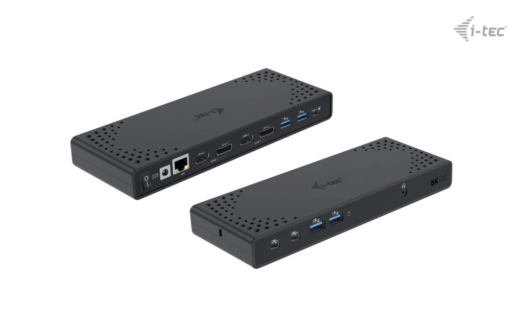 I-TEC USB 3.0/USB-C/Thunderbolt 3 Dualdock 1x5K 2x4K 60Hz 2xDP 2xHDMI 1xGLAN 4xUSB 3.2 2xUSB-C 3.2 Gen.2 1xAudio/Mic Jack PD 100W KL