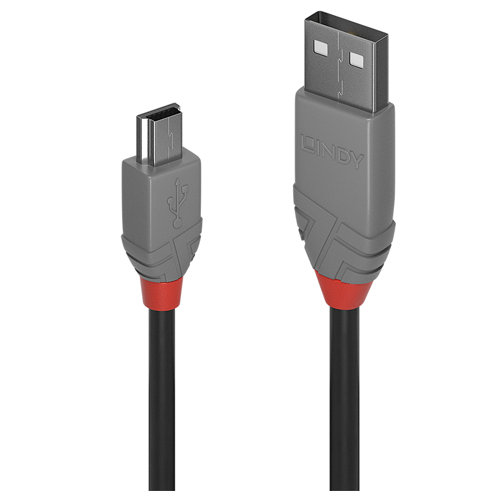 0.5M USB 2.0 TYP A AN MINI-B KABEL ANTHRA LINE