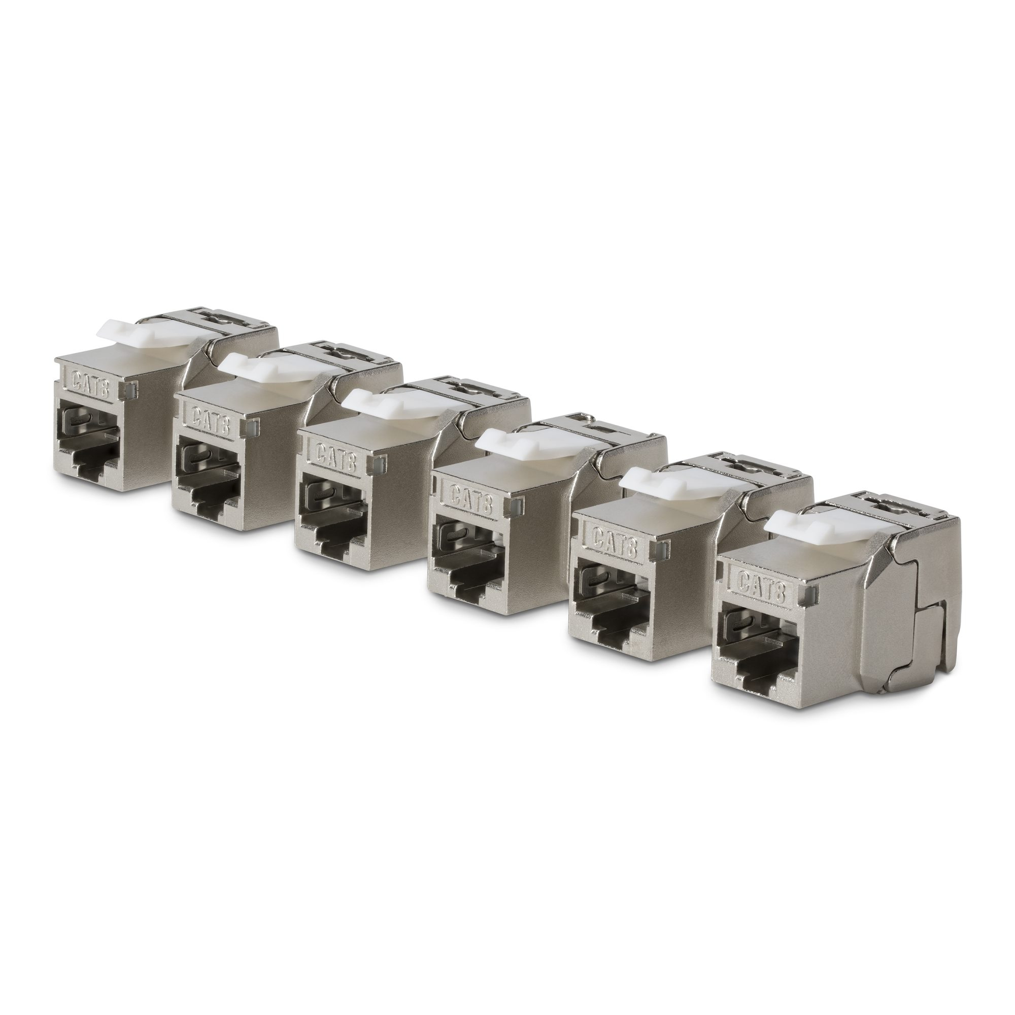 CAT8 KEYSTONE JACK 6-PACK 6-PACK180-DEGREE/TOOLLESS/SHIELD