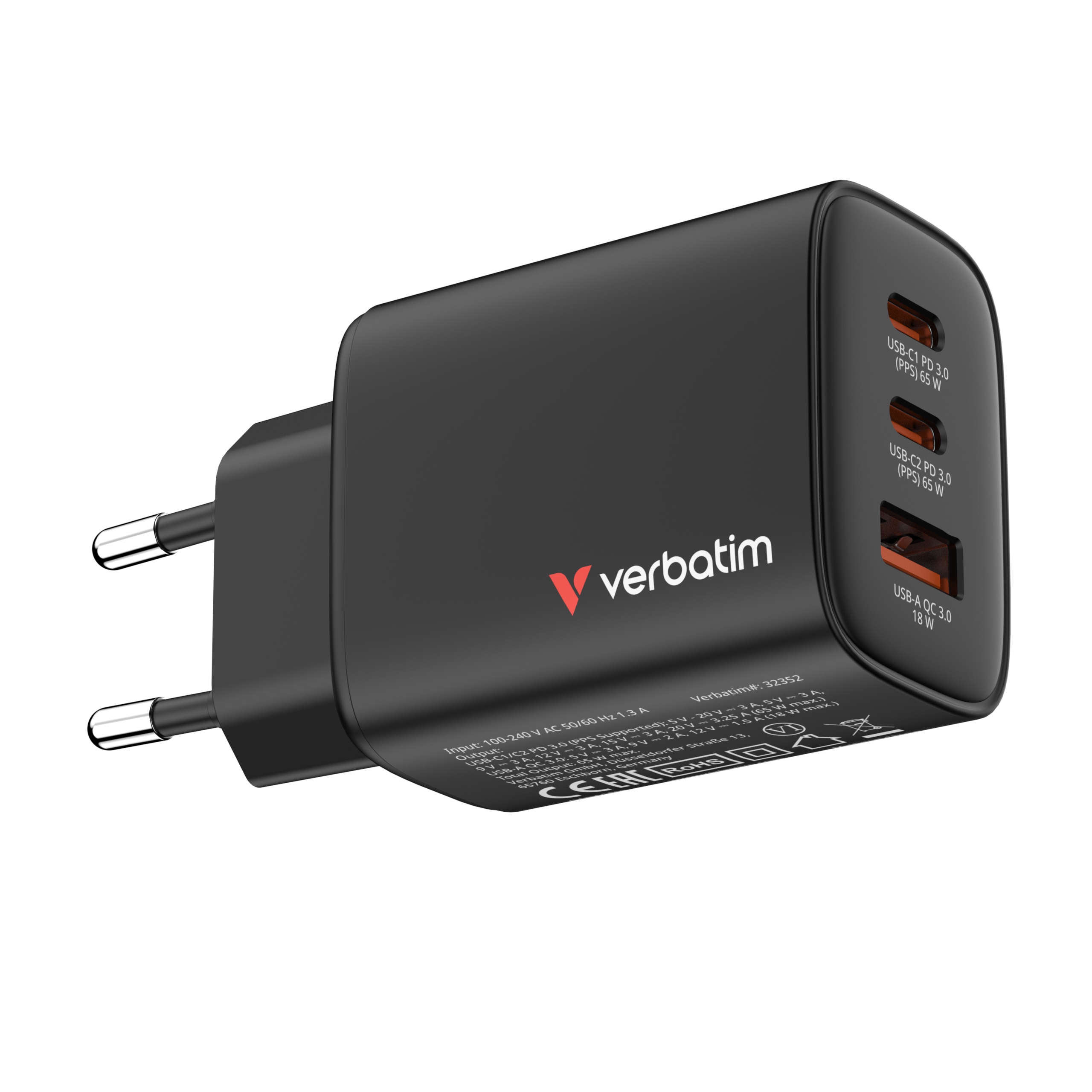 verbatim Essential Ladeadapter schwarz, 65 W