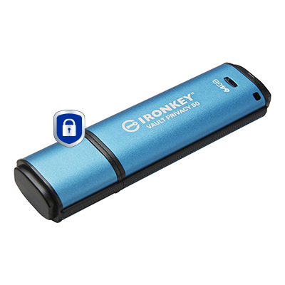 KINGSTON 64GB IronKey Vault Privacy 50 USB AES-256 Encrypted FIPS 197