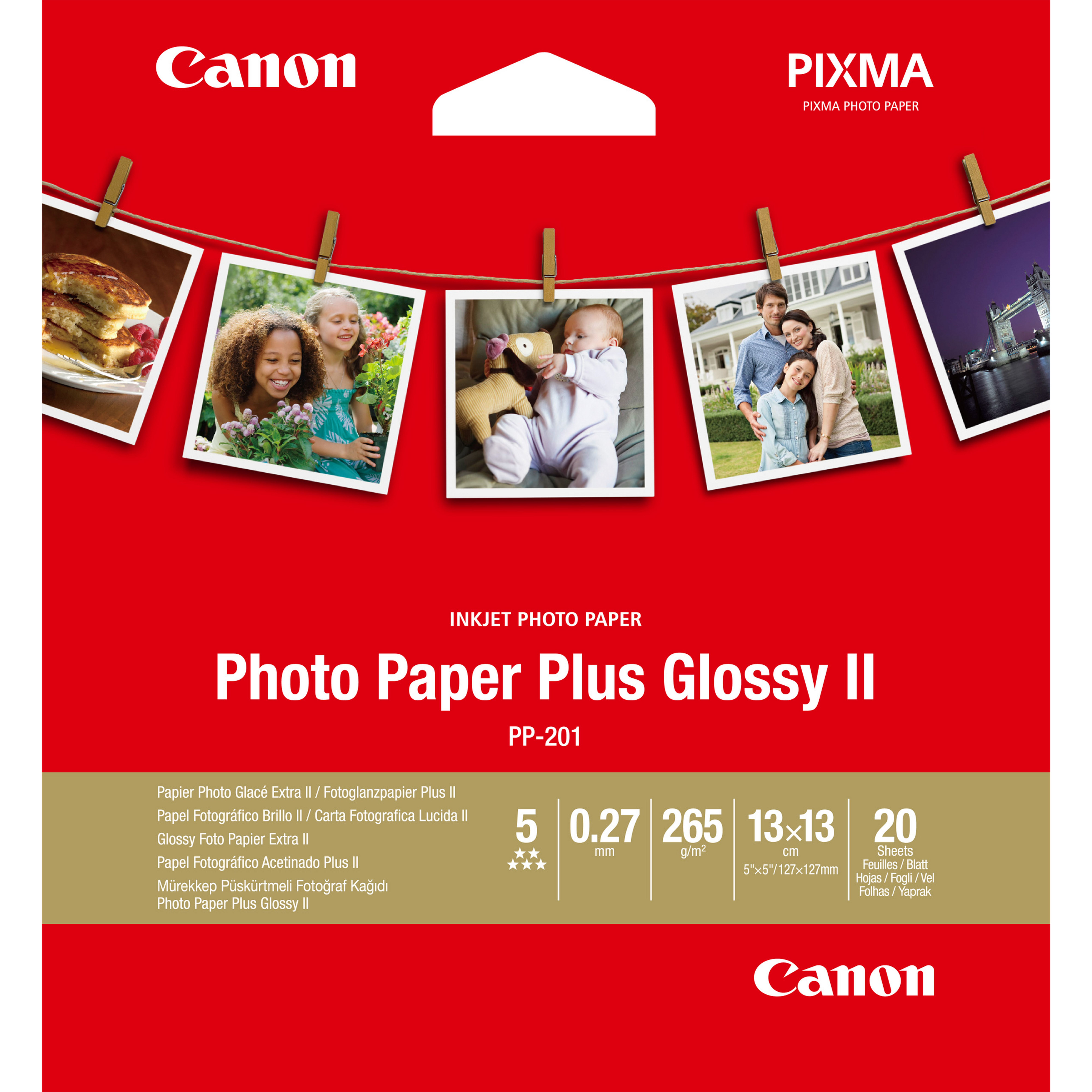 Canon Fotopapier PP-201 13,0 x 13,0 cm glänzend 265 g/qm 20 Blatt
