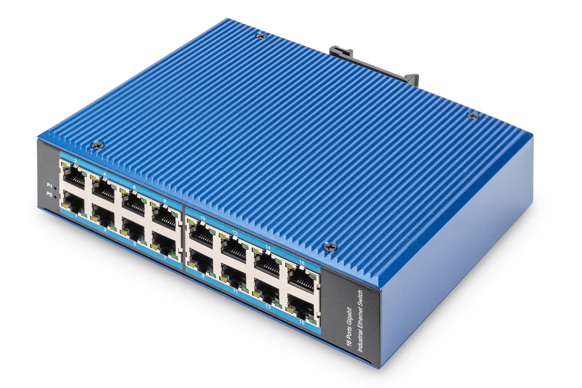 DIGITUS Switch Ind. 16-Port Gigabit Unmanaged blau