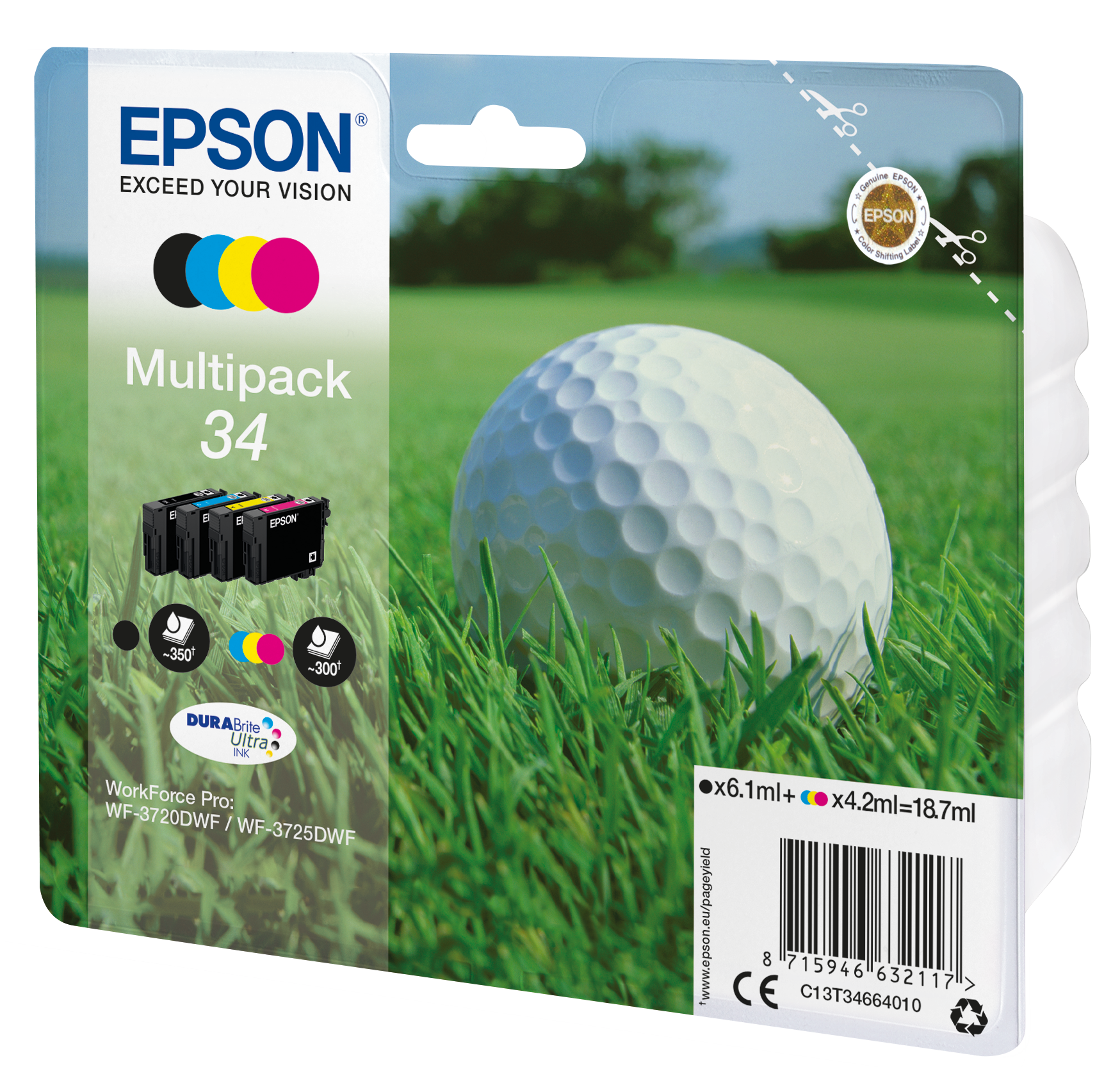 EPSON 34 / T3466 (Golfball) schwarz, cyan, magenta, gelb Druckerpatronen, 4er-Set