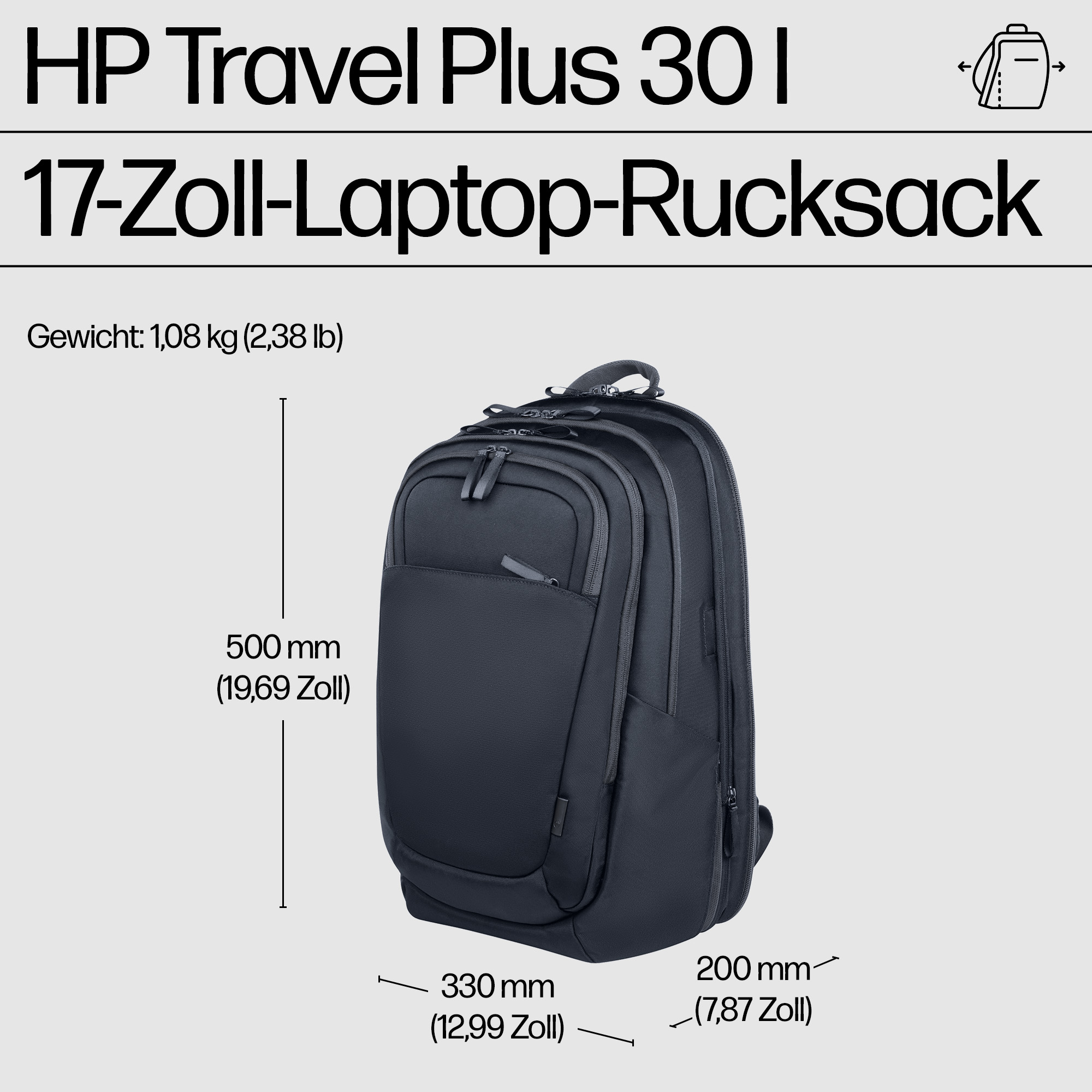 HP TRAVEL PLUS 30L 17 LAPTOP RUCKSACK