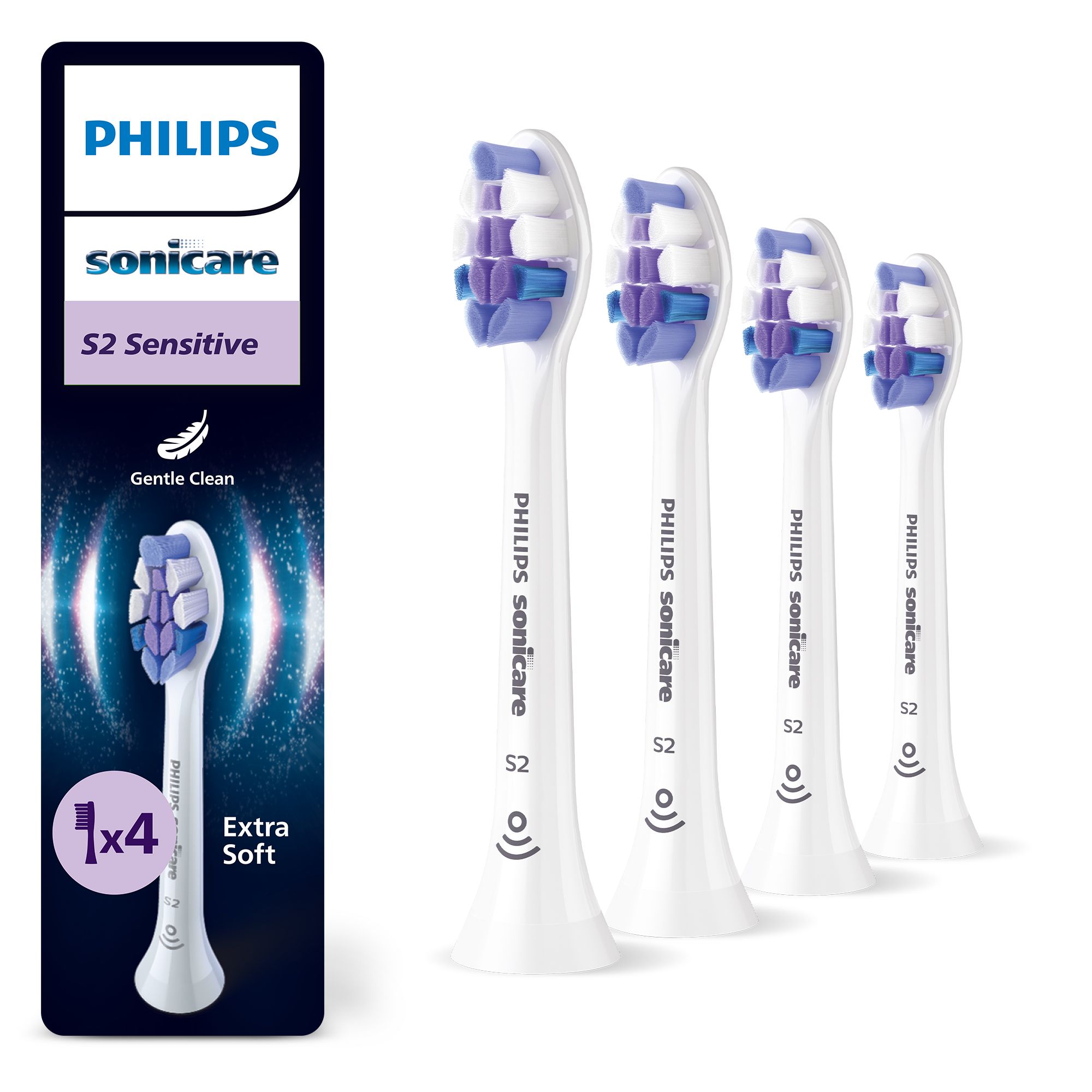 Philips HX6054/87 Sonicare S2 Sensitive Ersatzbürstenköpfe 4er-Pack, weiß