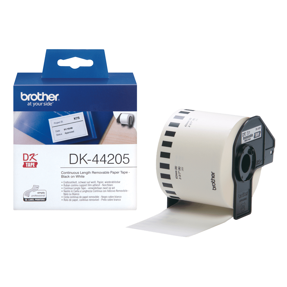DK CONTINUOUS LABELS WHITE PAPER 30.48M REMOVABLE