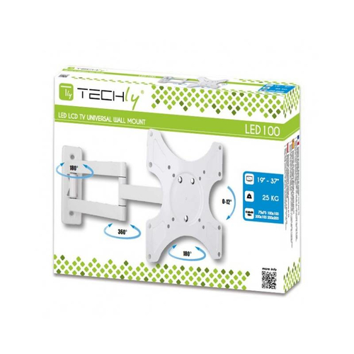 Techly Wandhalterung LCD 19-37 neig/drehbar 3 Gelenke weiß