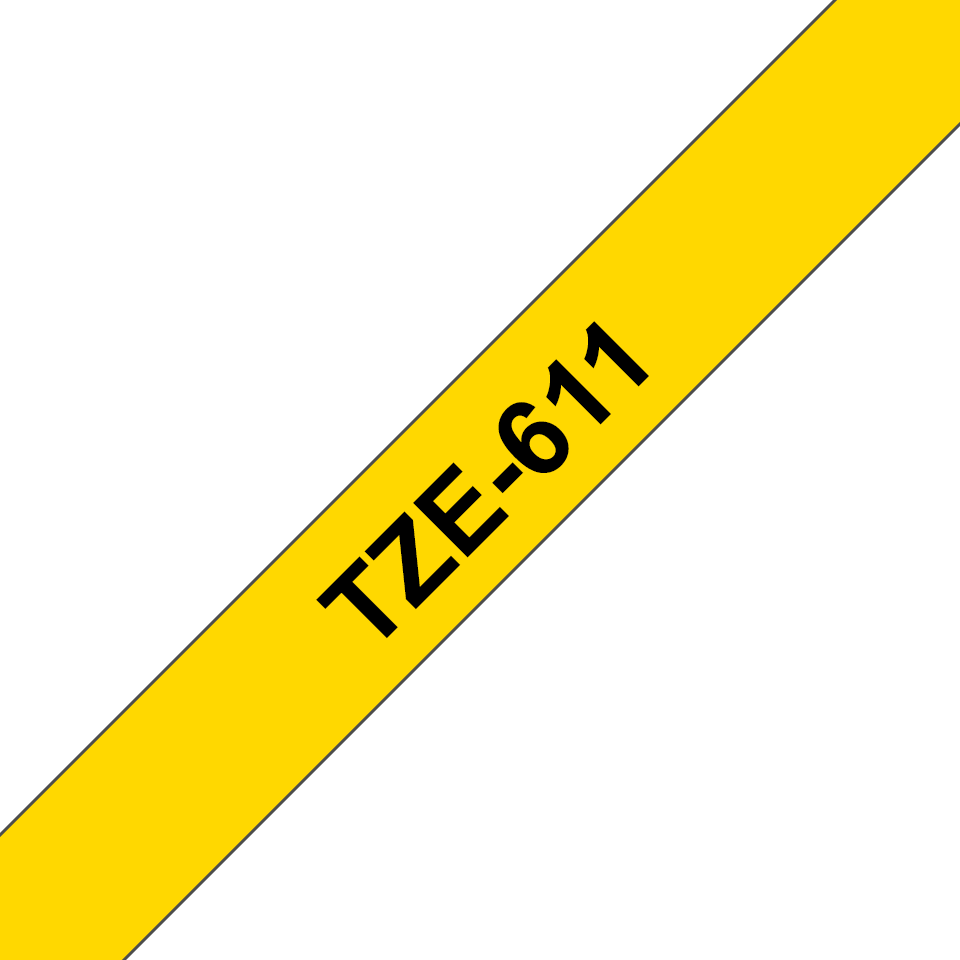 TZE-611 LAMINATED TAPE 6MM 8M BLACK ON YELLOW