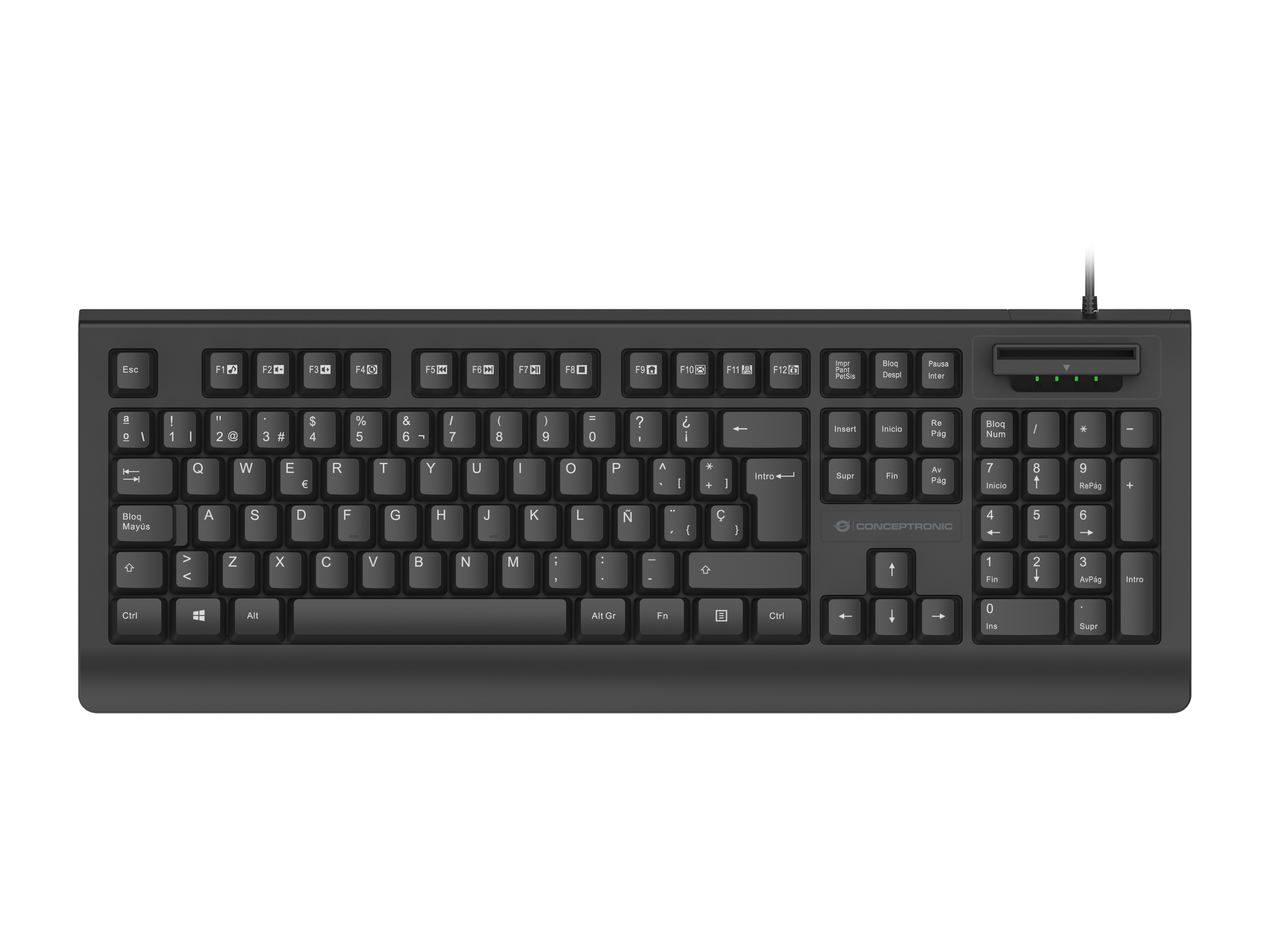 CONCEPTRONIC USB Tastatur +Smart ID-Kartenleser Layout IT sw