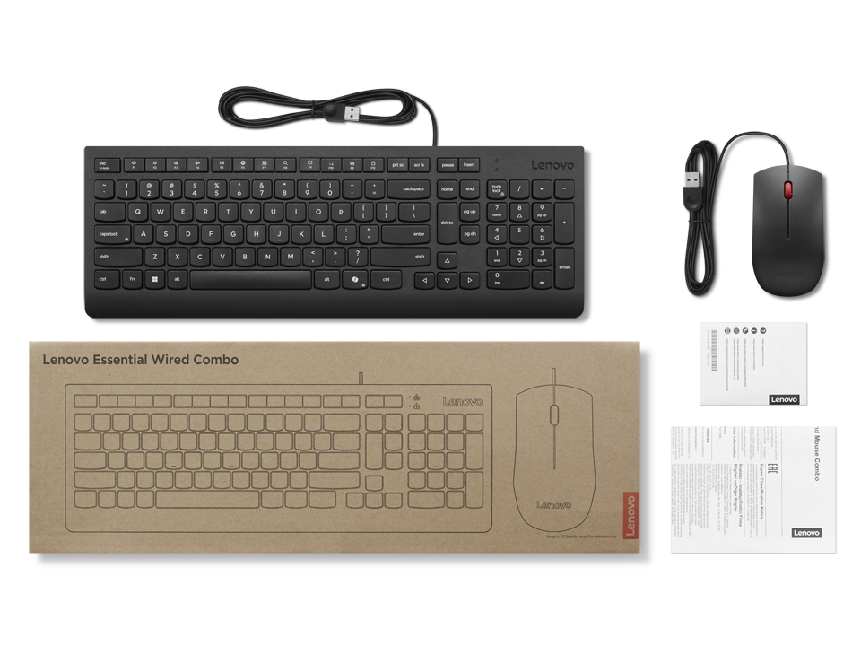 LENOVO ESSENT.WIRED KEYB/MOUSE AI - GERMAN