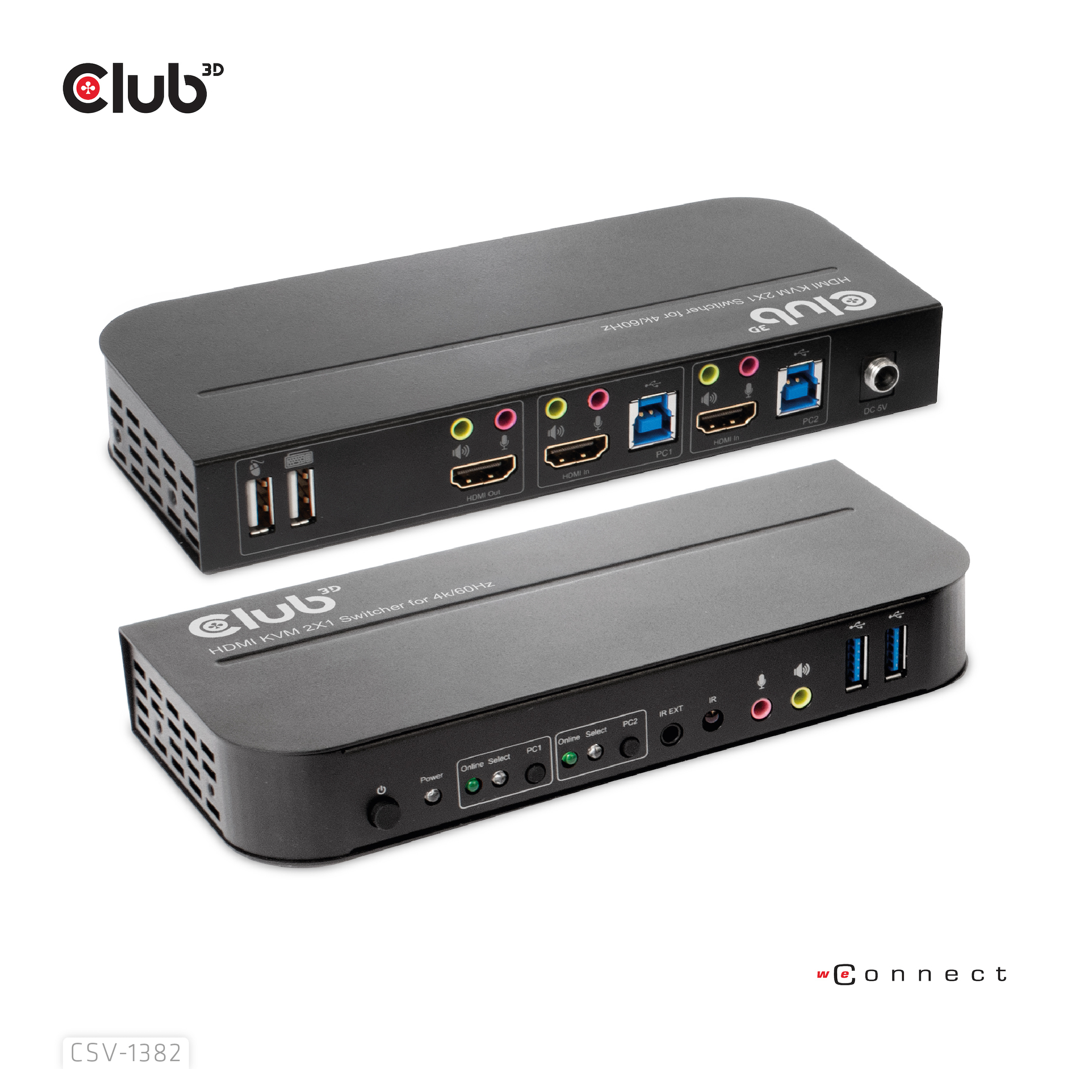 Club3D KVM Switch 4K60Hz 2x HDMI > HDMI/2xUSB/Audio retail