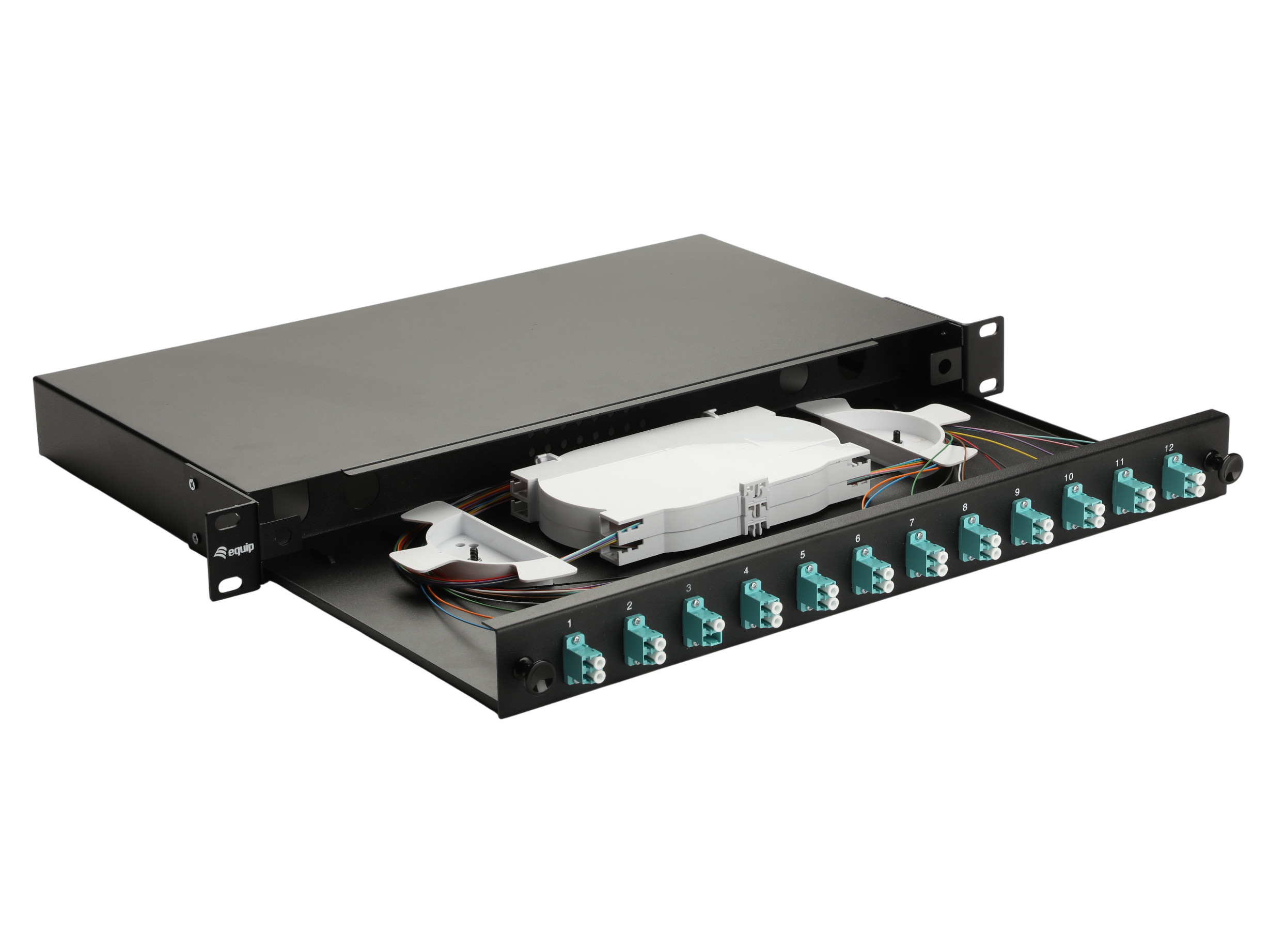 Equip LWL-Spleißkasten 12-Port LC-Duplex OM3 1U komplett sw