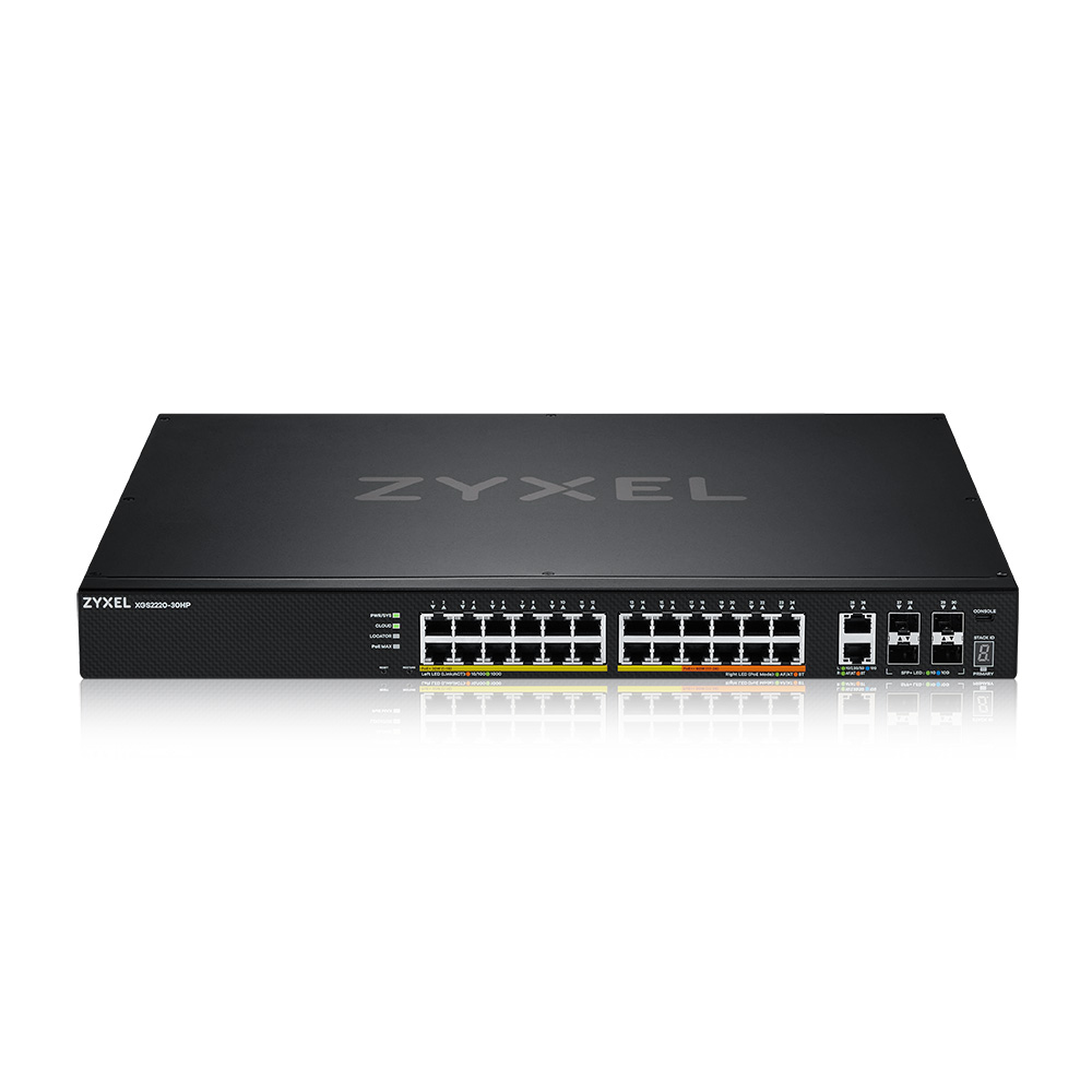 ZYXEL XGS2220-30HP L3 Access Switch 400W PoE 16xPoE+/10xPoE++ 24x1G RJ45 2x10mG RJ45 4x10G SFP+ Uplink incl. 1Year NebulaFlex Pro