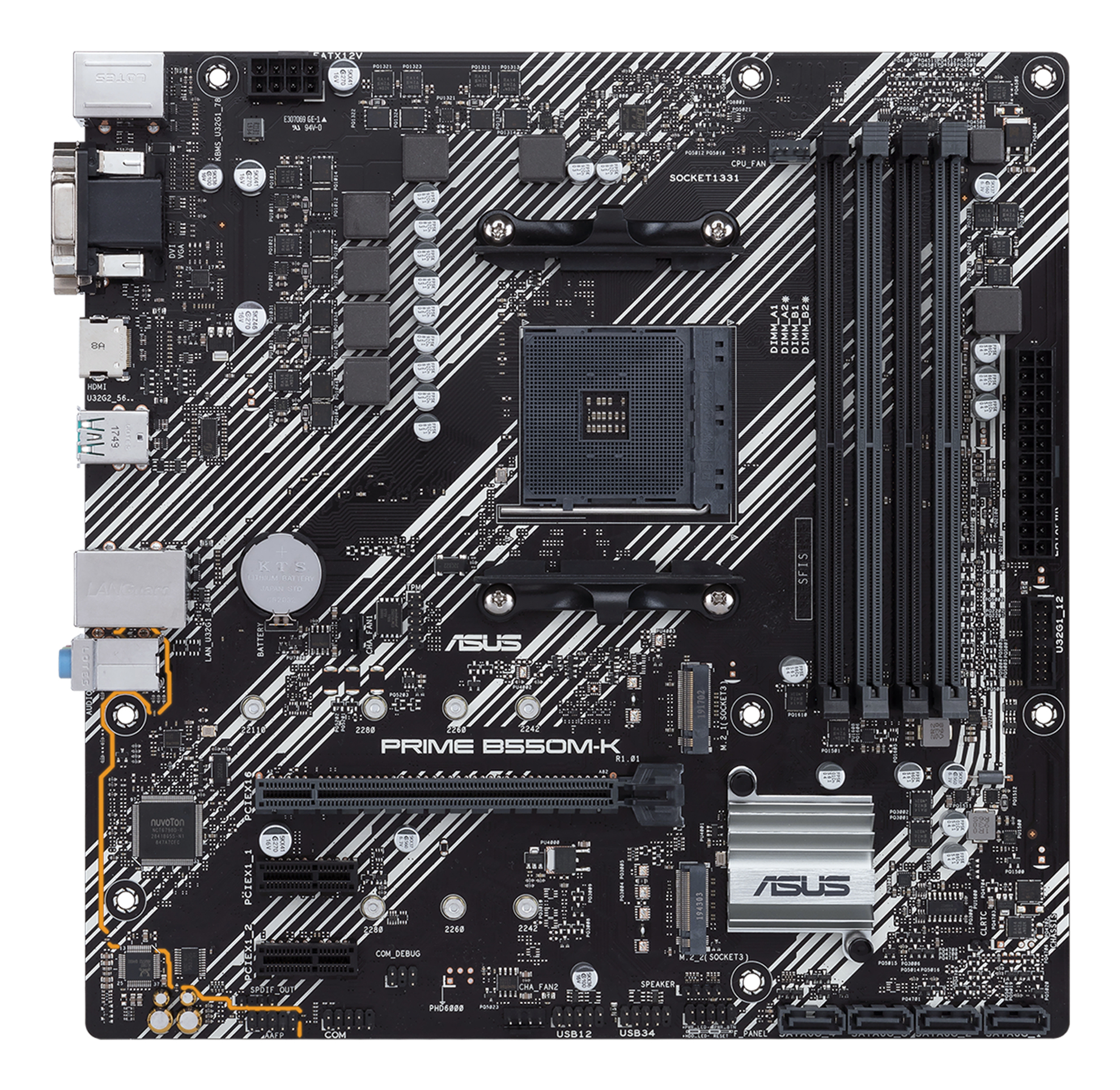 ASUS PRIME B550M-K mATX MB dual M.2 PCIe 4.0 1Gb Ethernet HDMI/D-Sub/DVI SATA 6Gbps USB3.2 Gen 2 Type-A