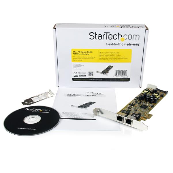 STARTECH.COM Dual Port PCI Express Gigabit Netzwerkkarte - 2 Port RJ45 PCIe PoE/PSE NIC Server Adapter - 10/100/1000 Mbit