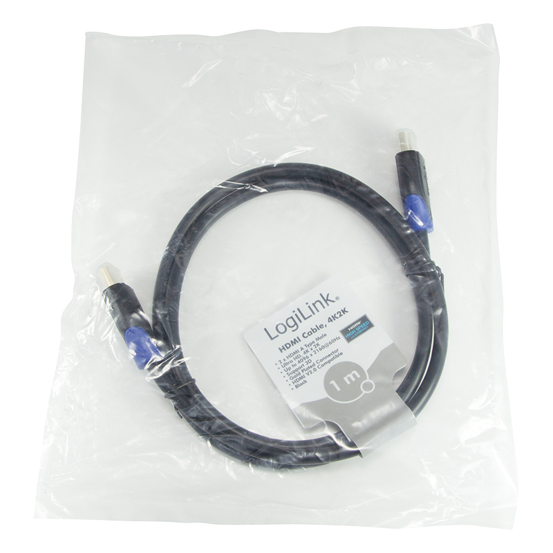 Logilink HDMI-Kabel Ethernet High Speed, 4K2K/60Hz,1.00m sw. bulk