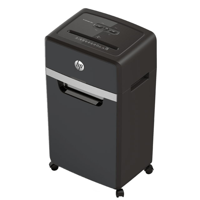HP Pro Shredder 24CC Aktenvernichter mit Partikelschnitt P-4, 4 x 35 mm, bis 24 Blatt, schwarz