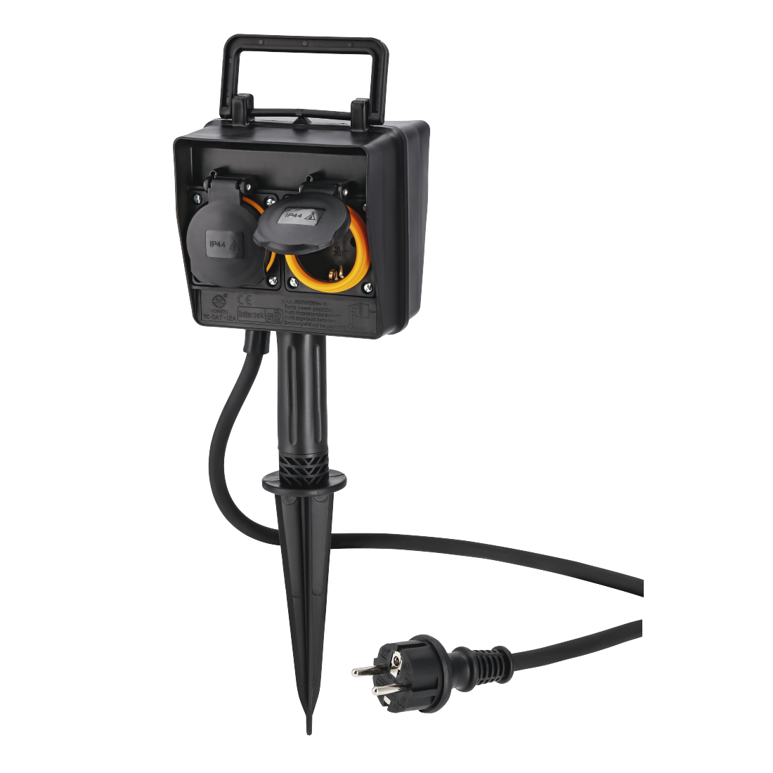 hama 2-fach Gartensteckdose 2,0 m schwarz
