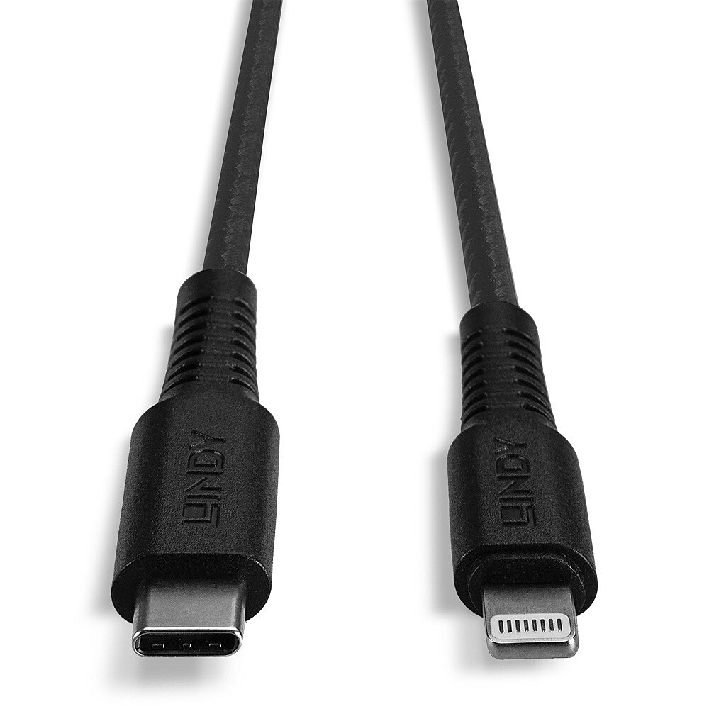 LINDY USB-C an Lightning Kabel schwarz 0.5m verstärkt
