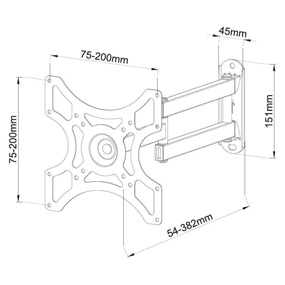 Techly Wandhalterung LCD TV 19-37 neigbar 2 Gelenke schw.